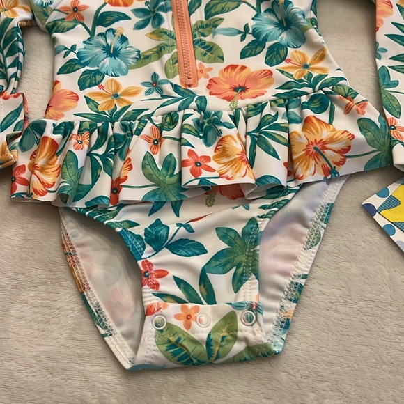 Little Me Tropical One-Piece Infant Rashguard swimsuit - Picture 5 of 14